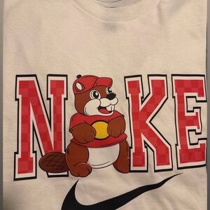 Nike White Tee with Red Cartoon Graphic